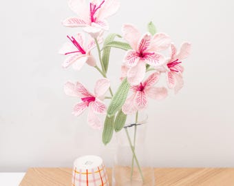 Crochet Alstroemeria Lily Flower: Handmade Yarn Bouquet Stem