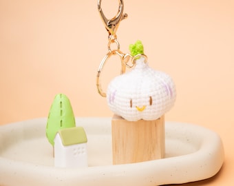 Crochet Onion Keychain, Handmade Amigurumi Bag Charm