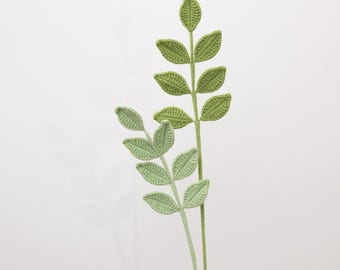 Crochet Eucalyptus Leaf: Soft Yarn flowers, Handmade Bouquet Stem, Home Decoration and Gift Set
