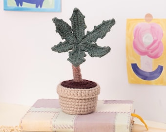 Crochet Palm Tree in Pot: Handmade Floral Home Decor, Birthday Gift, Desk Decor