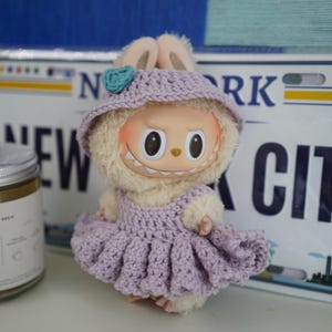 Crochet Pattern PDF - Handmade Doll Outfit,DIY Plushie Clothes, Fits 18cm Dolls, This pattern fits dolls the same size as Labubu, Dress