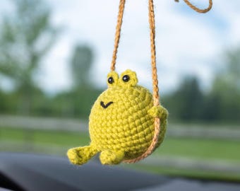 Crochet Frog Car Charm Pattern: Swinging Pendant PDF (Digital Download