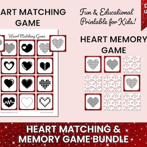 Heart Matching & Memory Game Bundle | Fun Educational Printable