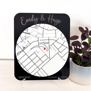 Personalised Location Map Plaque – Custom Engraved with Names, Date & Coordinates