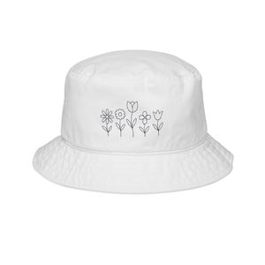 Embroidered Floral Bucket Hat - Summer Accessory, Outdoor Hat, Gift for Her, Trendy Headwear