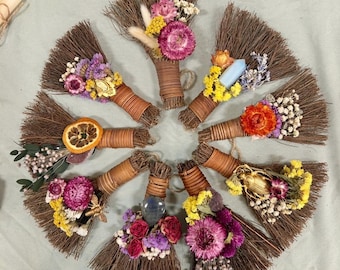 Made-to-Order Botanical Cinnamon Broom (6") — Custom Intention Charm with Reiki Option