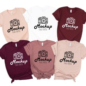 Maqueta de camiseta Bella Canvas 3001 para fiesta nupcial, maqueta de camiseta rosa para grupo familiar, maqueta de camiseta para dama de honor, descarga de camiseta JPG