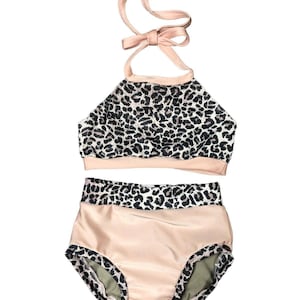 Cheetah and blush pink tie set. Dance/ gymnastics/ tumbling/ exercise/ dress up/ cheer/ Convention/ athletic