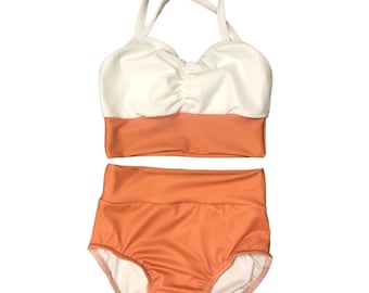 Copper rust and white dance wear set. **Great for Dance practice, Gymnastics, Convention, Cheerleading**  Stretchy and comfortable!