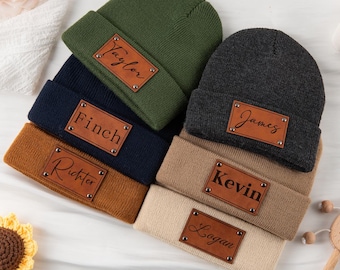 Bonnet personnalisé pour bébé, bonnet en tricot avec écusson prénom