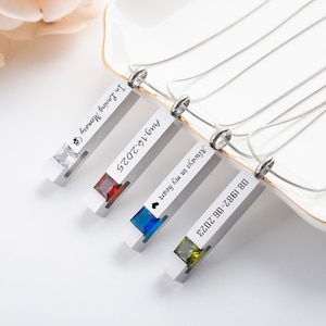 Personalized Birthstone Ashes Necklace, Urn Necklace Memorial, Memorial Ashes Necklace, Crystal Birthstone Ashes Necklace