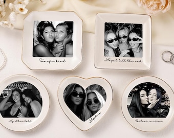 Portagioie in ceramica personalizzato con foto, vassoio portagioie personalizzato per conservare un ricordo prezioso.