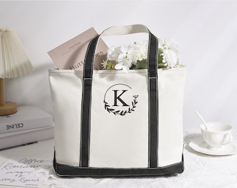 Custom Embroidered Canvas Tote Bag, Bridesmaid Gift, Bridal Shower, Mom Bag