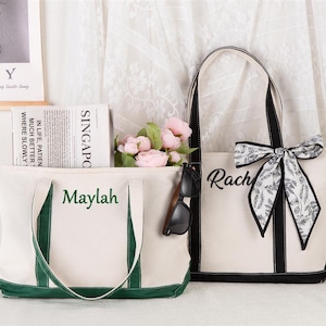 Custom Tote Bag,Bridesmaid Gifts Tote Bag,Embroidered Canvas Tote Bag with Initials,Gifts for Girlfriend,bridesmaid gift,Bachelorette Gifts