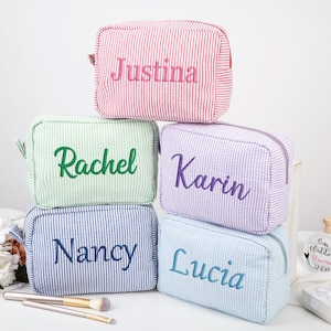 Monogrammed Toiletry Bag, Cosmetic Bag Personalized Embroidered Makeup, Bridesmaid Gift Bag, Christmas Gift, Gift for Her, Storage Bag