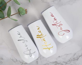 Kundenspezifischer Edelstahl-Champagner-Becher, Brautjungfern-Geschenk, 6 Unze