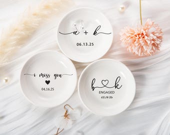 Personalized Ceramic Ring Dish, Engagement Gift