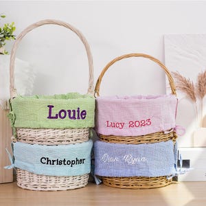 Personalisierte Osterkorb Liner, benutzerdefinierte Osterkorb Liner mit Namen oder Monogramm, Seersucker Osterkorb Liner für Jungen Mädchen Kind Kind Geschenk