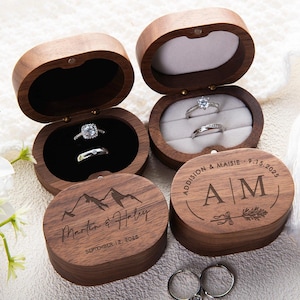 Custom Wooden Wedding Ceremony Ring Box, Wedding Ring Box,Engraved Engagement Proposal Holder, Bridal Gift For Her, Personalized Gifts