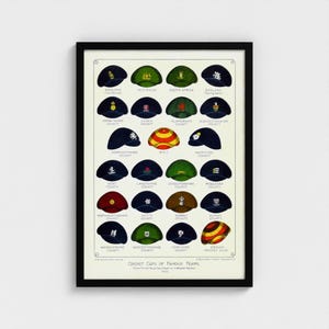 1922 Cricket Print | Old Cricket hats | Heritage Sports Art unframed