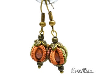 Fall Pumpkin earrings | Fall earrings | Autumn earrings | Thanksgiving earring | Pumpkin jewelry | Lace earrings | Halloween gift | Pumpkins