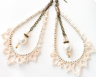 White Lace Earrings Boho Wedding Earrings Boho Earrings Wedding Earrings Prom Earrings Long Earrings White Earrings Lace Earrings