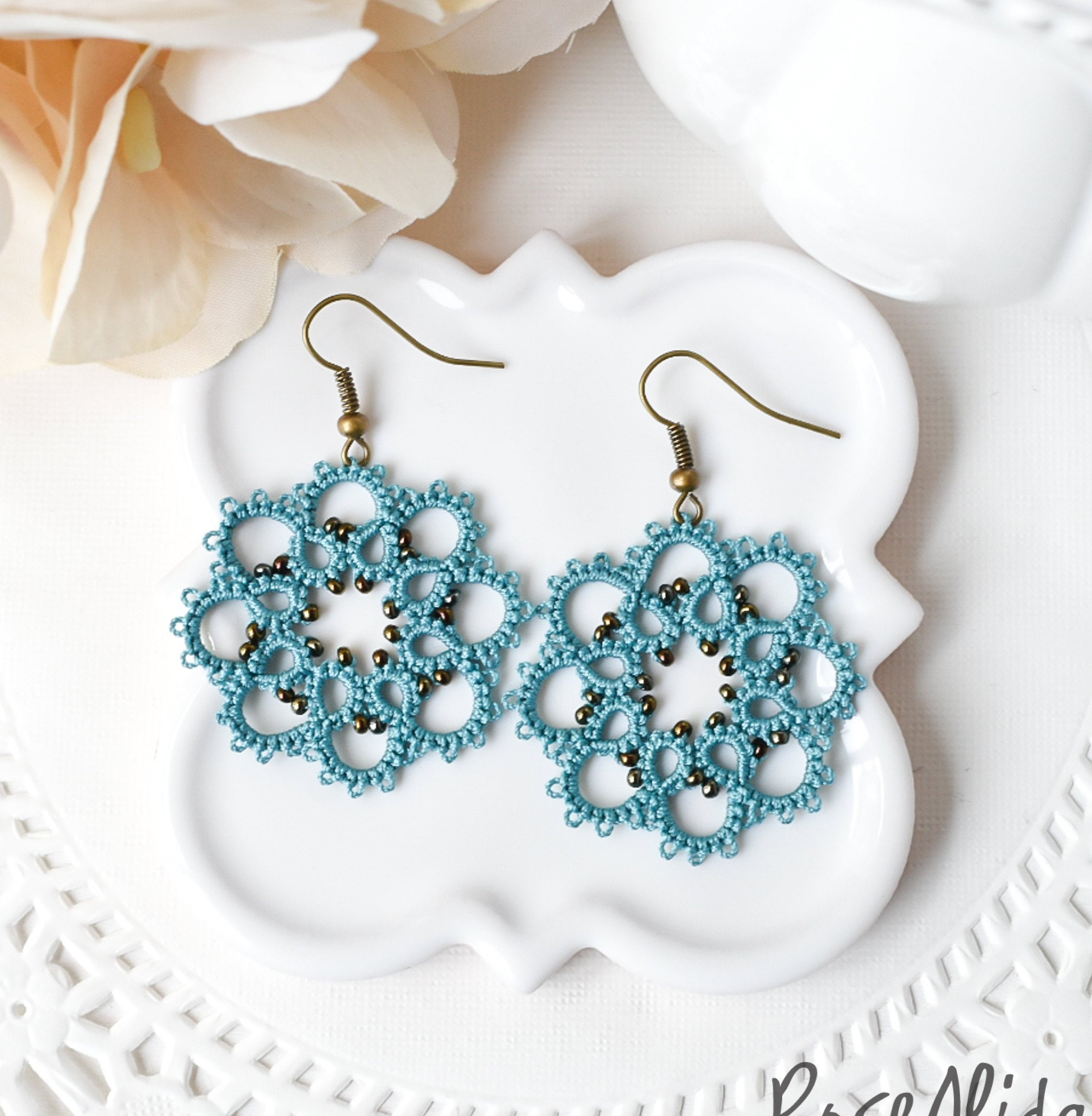 LACE BRIDAL JEWELRY Set of 2 Bracelet and Earrings. Wedding Etsy