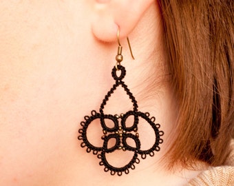 Black Lace Earrings | Steampunk Dangle Earring | Victorian Inspired Lace Jewelry | Black Jewelry | Lightweight Gift for Her