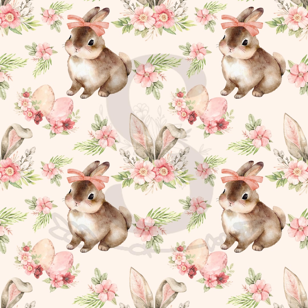 Easter Bunny Spring Seamless Pattern | Cute Easter Rabbit Digital Paper ...