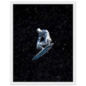 Póster clásico de Silver Surfer con marco de madera y papel semibrillante