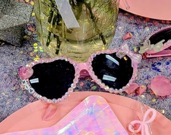 Custom Rhinestone Sunglasses | Personalized Name Heart Glasses | Birthday Party Favor | Glam Gift for Kids or Girls