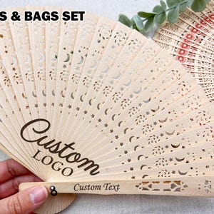 Personalized Fan with Logo/Bulk Hand Fan Favors/Engraved Wood Fan for Guests/Business Logo Fan/Summer Fan for Wedding/Birthday/Baptism Party