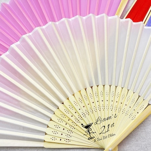 Personalized Birthday Wooden Fans, Custom Birthday Fabric Cloth Hand Fans, Bulk Birthday Celebration Favors, 30th, 40th, 60th Birthday Gifts