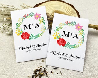 Personalized Monogrammed Wedding Seed Packets, Wedding Party Wildflower Seed Envelopes, Seeds of Love Packet Favor for Bridal Shower/Wedding