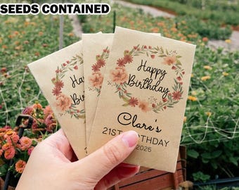Cumpleaños en flor / Paquetes de semillas personalizados para cumpleaños / Regalos de semillas a granel para cumpleaños / Semillas de flores silvestres ecológicas / Idea de regalo de cumpleaños / Regalo para amigos