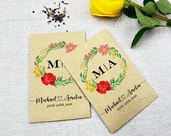 Initial Monogram Wedding Seed Packets, Wildflowers for Love Seed Envelopes, Bulk Wedding Favor Seed Packets for Guests, Bridal Shower Favors