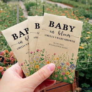 Personalized Baby Shower Wildflower Seed Packets, Bulk Custom Baby Shower Party Favors, Baby Blooming Favor Seed Envelope, Newborn Baby Gift