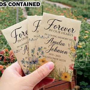 Pacotes de sementes memoriais personalizados/Lembranças de cartões de sementes funerárias/Presentes de lembrança/Pacotes de sementes funerárias para convidados/Celebração da vida/Presentes memoriais
