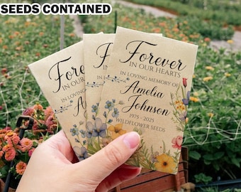 Custom Memorial Seed Packets/Funeral Seed Cards Favors/Remembrance Gifts/Funeral Seed Packets for Guests/Celebration of Life/Memorial Gifts