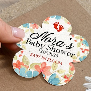 Flower Shape Seed Paper for Baby Shower, Plantable Wildflower Seed, Custom Seed Paper for Gender Reveal Party, Baby Shower Favors for Guests