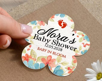 Flower Shape Seed Paper for Baby Shower, Plantable Wildflower Seed, Custom Seed Paper for Gender Reveal Party, Baby Shower Favors for Guests