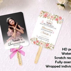 Personalized Quinceañera Fans with Photo, Mis Quince Photo Fan, Double-sided Mis Quince Favors, Mis XV Años, Quince Party Favors for Guests