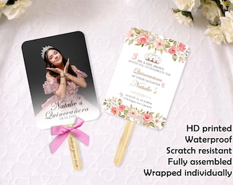 Personalized Quinceañera Fans with Photo, Mis Quince Photo Fan, Double-sided Mis Quince Favors, Mis XV Años, Quince Party Favors for Guests