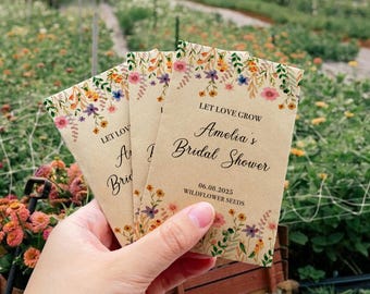Bulk Custom Bridal Shower Wildflower Seed Packets, Bridal Shower Party Seed Packets Favors, Let Love Grow Seed Envelopes, Welcome Bag Seeds