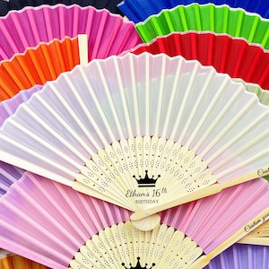 Custom Frabic Fans for Birthday Party, Bulk Birthday Engraved Cloth Fans, Birthday Favors Fans for Friends, Personalized Birthday Fan Gift