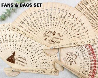 Gepersonaliseerde quinceanera-fans/bulkvouwbare handwaaiergunsten/aangepaste houten waaiers voor quinceanera-feestje/Sweet 16-cadeau/Quinceanera-cadeaus voor meisje