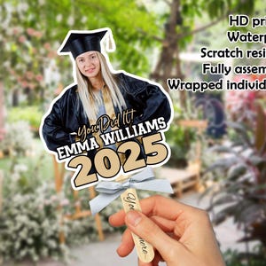 Custom Congrats Grad Hand Fan, Graduation Face on a Stick, Bulk Grad Photo Fans, Head Cutout on Stick for Graduation Party, Grad Party Decor
