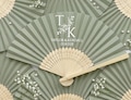 Personalized Bamboo Hand Fan, Custom Initial Wedding Fan, Bridal Party Favors, Wedding Ceremony Special Event Keepsake Gift product logo