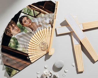 Engraved Sandalwood Wedding Fan, Custom Bridal Party Favor