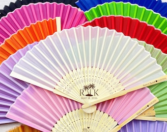 Wedding Colorful Fabric Cloth Fan/Personalized Wedding Fans/Bridesmaid Gifts/Wedding Party Favors/Groomsman Gifts/Bridal Shower Favors Fans